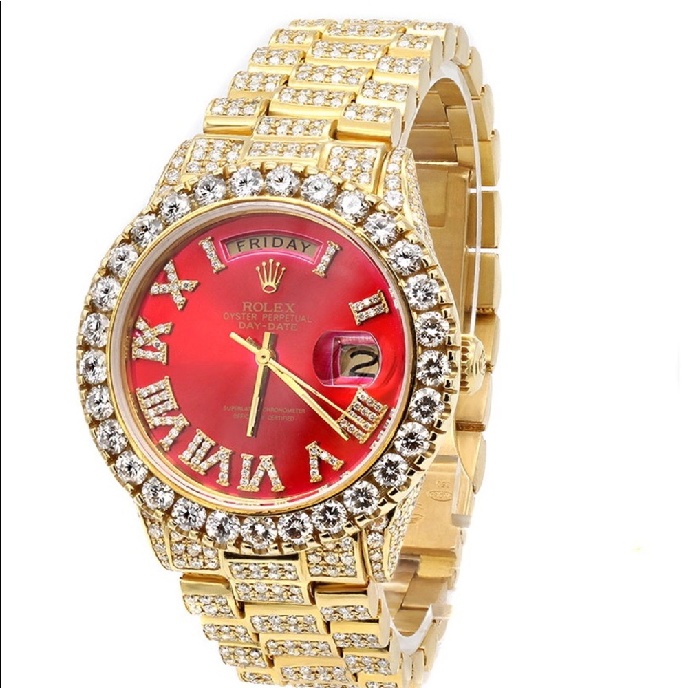 Rolex Day-Date Diamond Bezel and Red Diamond Watch